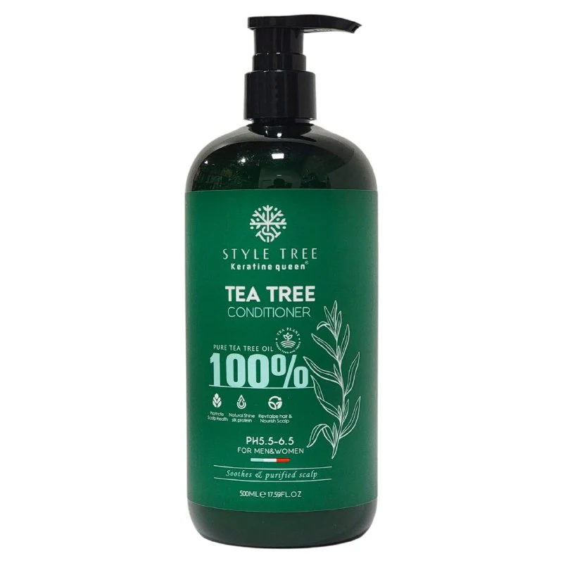 ACONDICIONADOR PARA EL CABELLO DE PROTEINA DE ARBOL DE TE PURA HIDRATANTE 500ML, Y CON ESENCIAS BOTANICAS HIDRATANTES QUE MEJORAN EL CABELLO GRASO, REDUCEN LA PICAZON Y FRIZZ, SUAVIZANDO Y DESENREDANDO AL INSTANTE KERATINE QUEEN
