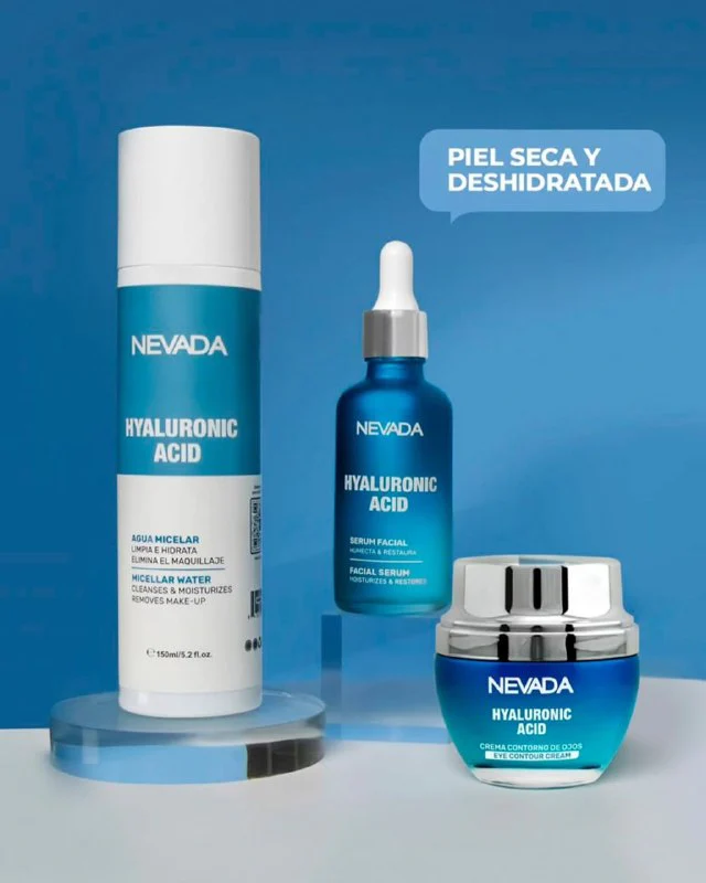 SET FACIAL DE ACIDO HIALURONICO DE 3 PIEZAS HIDRATANTE REJUVENECEDOR NEVADA - Imagen 3