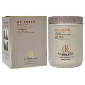 `MASCARA PARA EL CABELLO CON KERATINA Y COLAGENO SUAVIZANTE 1000ML, QUE MEJORA EL CUERO CABELLUDO Y PROMUEVE EL CRECIMIENTO DEL PELO, REDUCE LA CAIDA, DEJANDO EL PELO SUAVE Y BRILLANTE KERATINE QUEEN