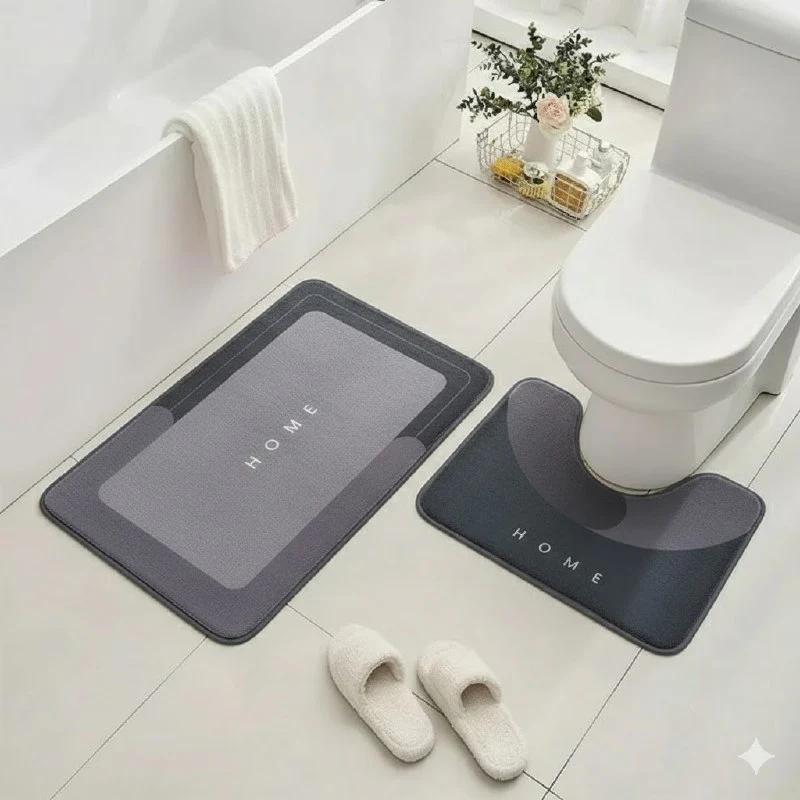 ALFOMBRA DE BAÑO ANTIDESLIZANTE DE 2 PIEZAS 80X50CM Y 40X50CM, DISEÑADA PARA ABSORBER AGUA Y SECAR RAPIDAMENTE DE MANERA ELEGANTE Y MORDENO JIAERMEI - Imagen 3