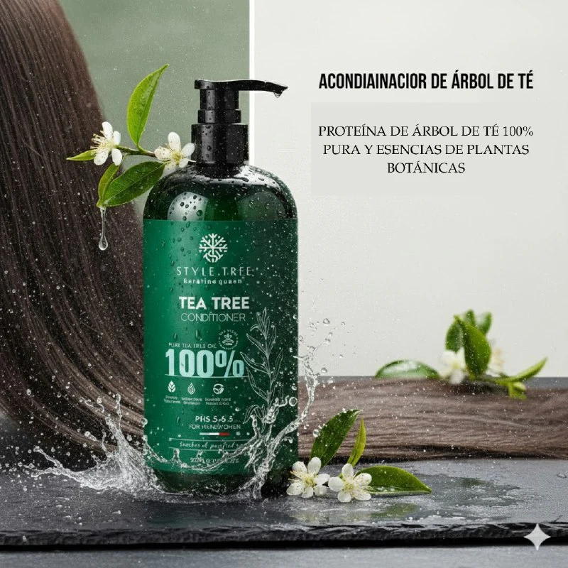 ACONDICIONADOR PARA EL CABELLO DE PROTEINA DE ARBOL DE TE PURA HIDRATANTE 500ML, Y CON ESENCIAS BOTANICAS HIDRATANTES QUE MEJORAN EL CABELLO GRASO, REDUCEN LA PICAZON Y FRIZZ, SUAVIZANDO Y DESENREDANDO AL INSTANTE KERATINE QUEEN - Imagen 2