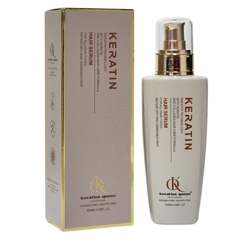 ACEITE PARA EL CABELLO, SUERO CAPILAR CON KERATINA Y COLAGENO SUAVIZANTE 100ML, DISEÑADA PARA NUTRIR Y REPARAR EL CABELLO SECO Y DAÑADO, DEJANDOLO SUAVE, BRILLANTE Y SALUDABLE KERATINE QUEEN