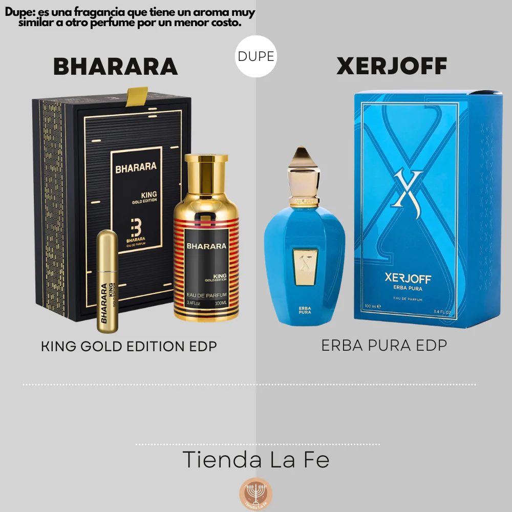 BHARARA KING GOLD EDITION EDP 100ML (U) (DUPE XERJOFF ERBA PURA EDP) - Imagen 2