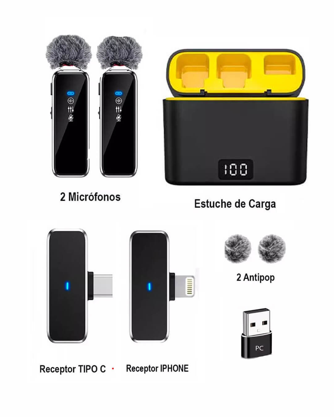 Kit Duo: Luz Profesional M19 + Micrófonos Inalámbricos M36 - Imagen 2