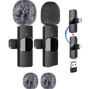 2 Micrófonos de Solapa Inalámbricos K9 PRO