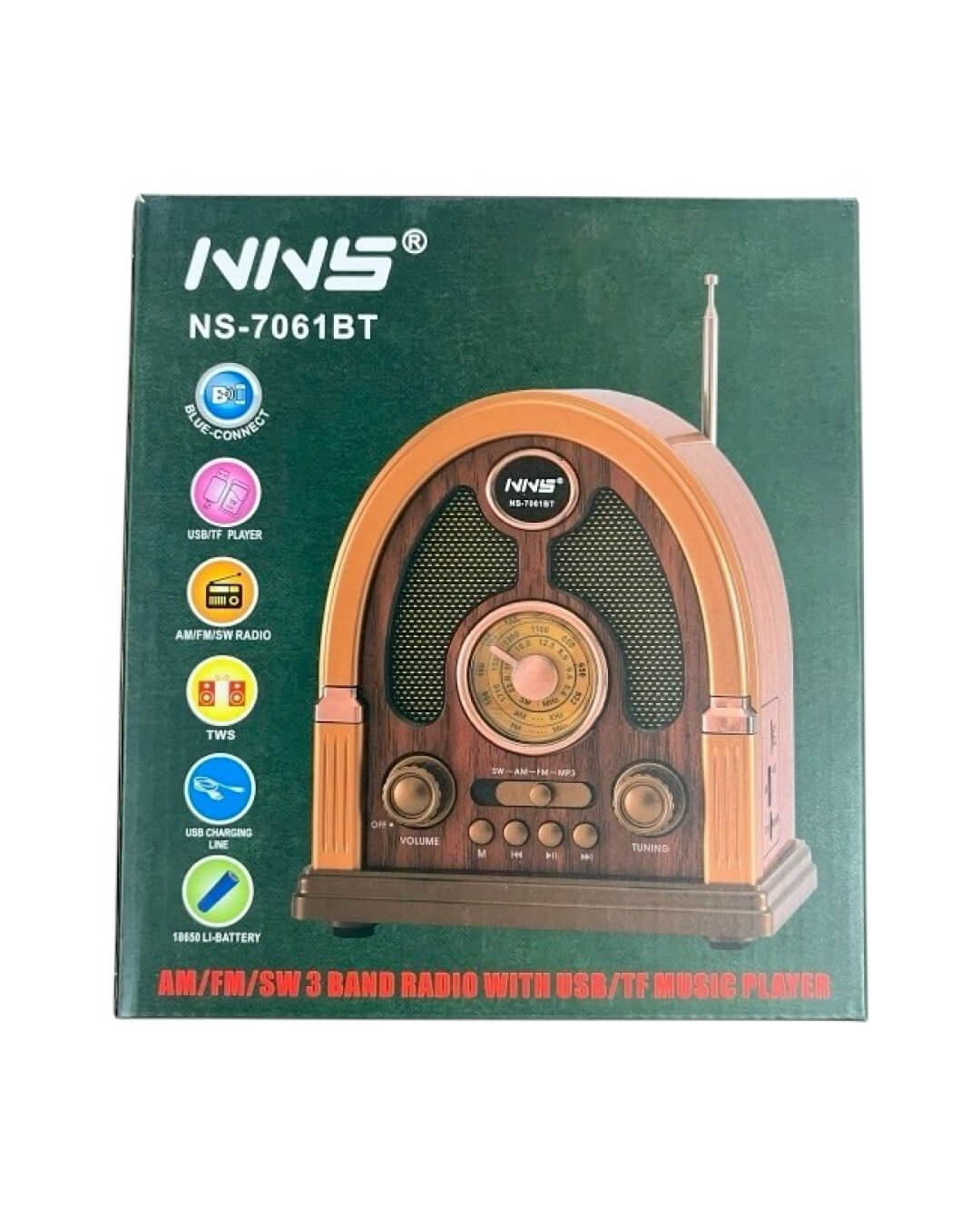 Radio Vintage Bluetooth NS-7061 - Imagen 3