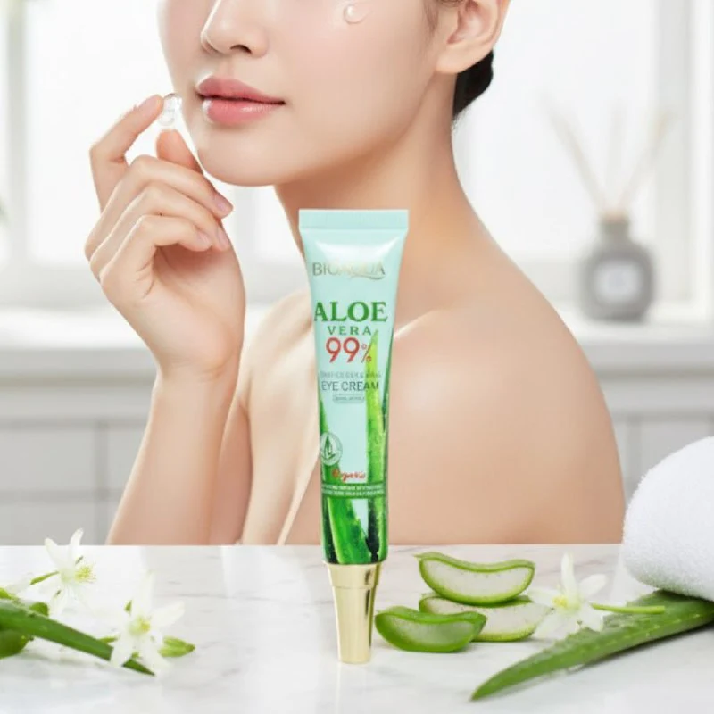 CREMA FACIAL DE ALOE VERA REPARADORA Y REAFIRMANTE PARA EL CONTORNO DE OJOS 20G, QUE NUTRE Y REVITALIZA LA PIEL, DIFUMINANDO LINEA Y OJERAS REJUVENECIENDO LA MIRADA BIOAQUA - Imagen 3
