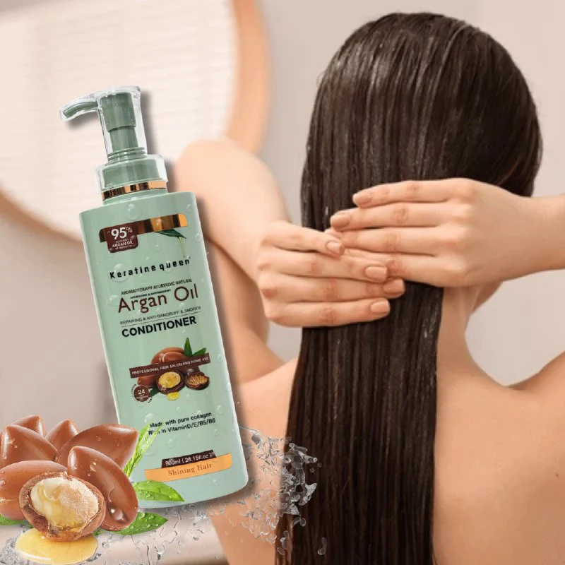 ACONDICIONADOR PARA EL CABELLO DE ACEITE DE ARGAN MARROQUI HIDRATANTE 800ML, OFRECE HIDRATACION PROFUNDA Y NUTRICION QUE MANTIENE EL PELO SUAVE Y SANO KERATINE QUEEN - Imagen 2